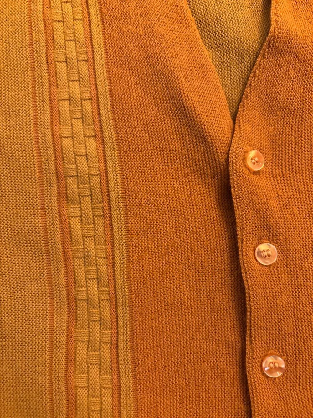 Mens 60s True Vintage Golden Yellow Wool Cardigan